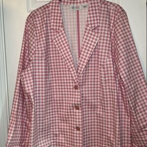 Denim&Co Pink Checkered Blazer